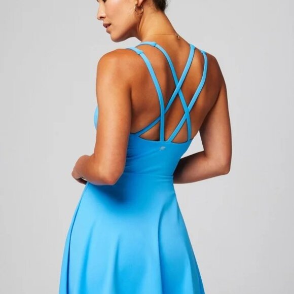 Fabletics Boost Performance Dress - Malibu Blue Neon - Size Small - Built In Bra - Picture 1 of 10
